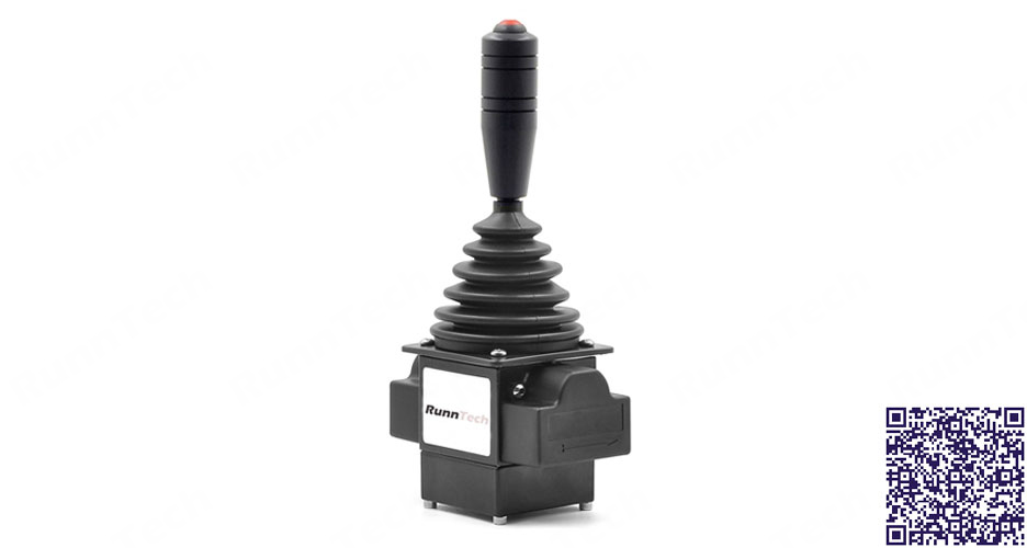 RunnTech Single-axis Mechanical Spring-return Joystick Dual +10V Analog Output with 1 Momentary Push Button